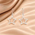 Sterling Silver Open Star Drop Earrings