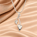 Sterling Silver Double Heart Pendant Necklace