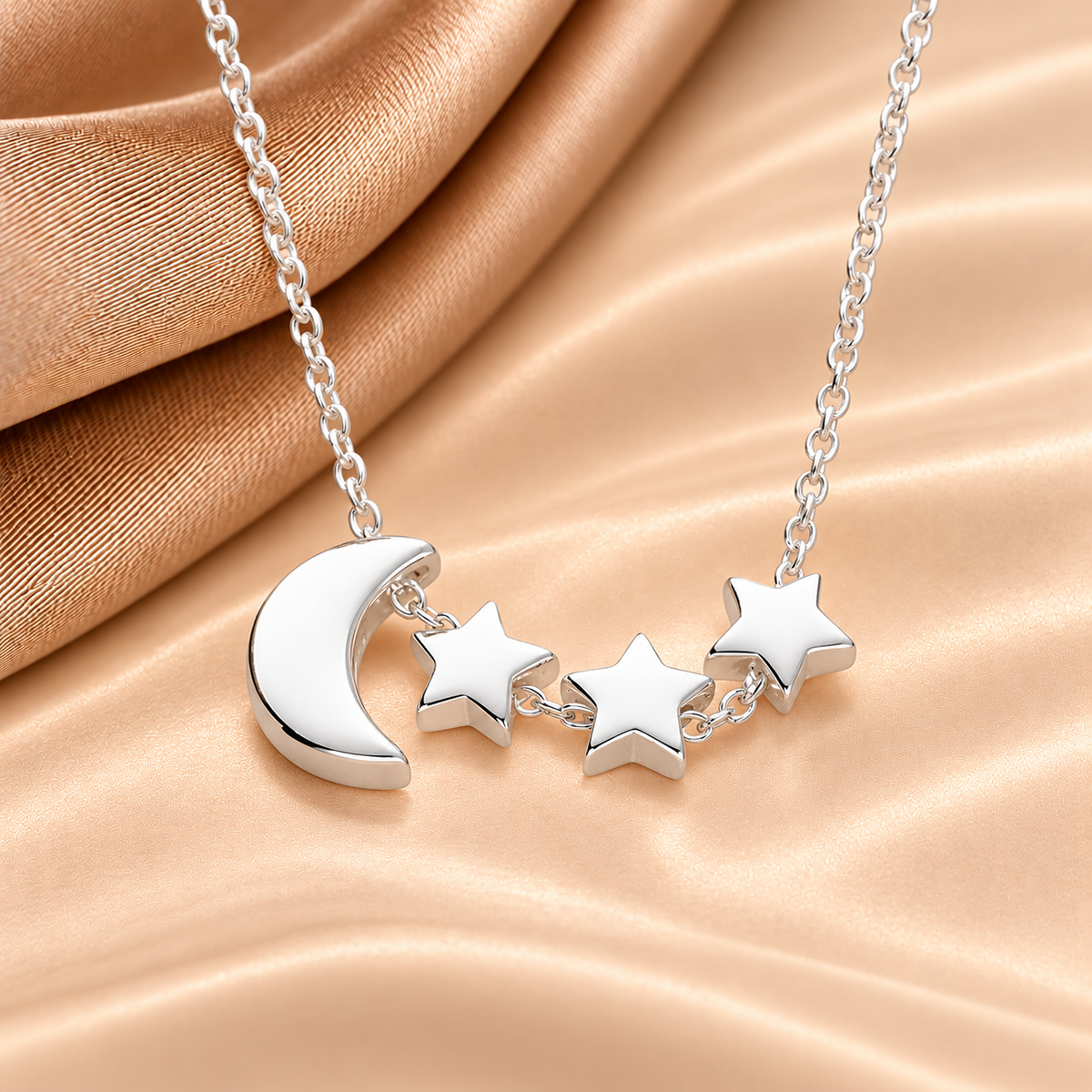 Sterling Silver Moon & Stars Necklace