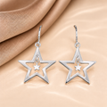 Sterling Silver Double Star Drop Earrings