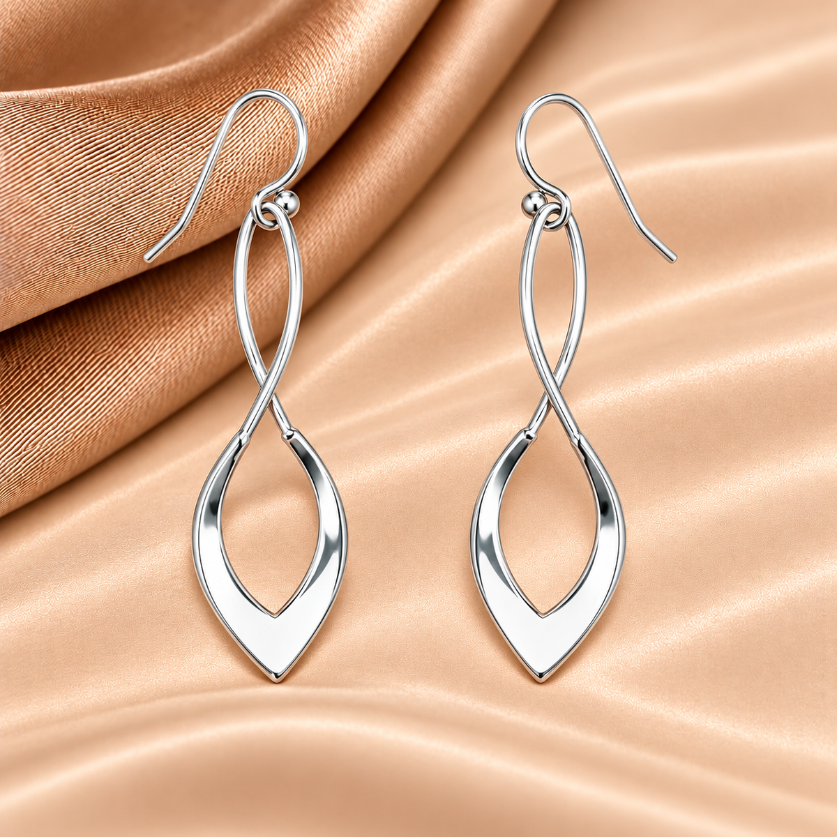 Sterling Silver Infinity Teardrop Drop Earrings