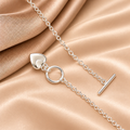 Sterling Silver Double Heart Toggle Necklace
