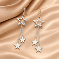 Sterling Silver Star Drop Earrings – Celestial Dangle Earrings