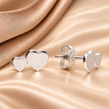 Sterling Silver Double Heart Stud Earrings – Dainty Love Earrings