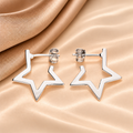 Sterling Silver Open Star Stud Earrings