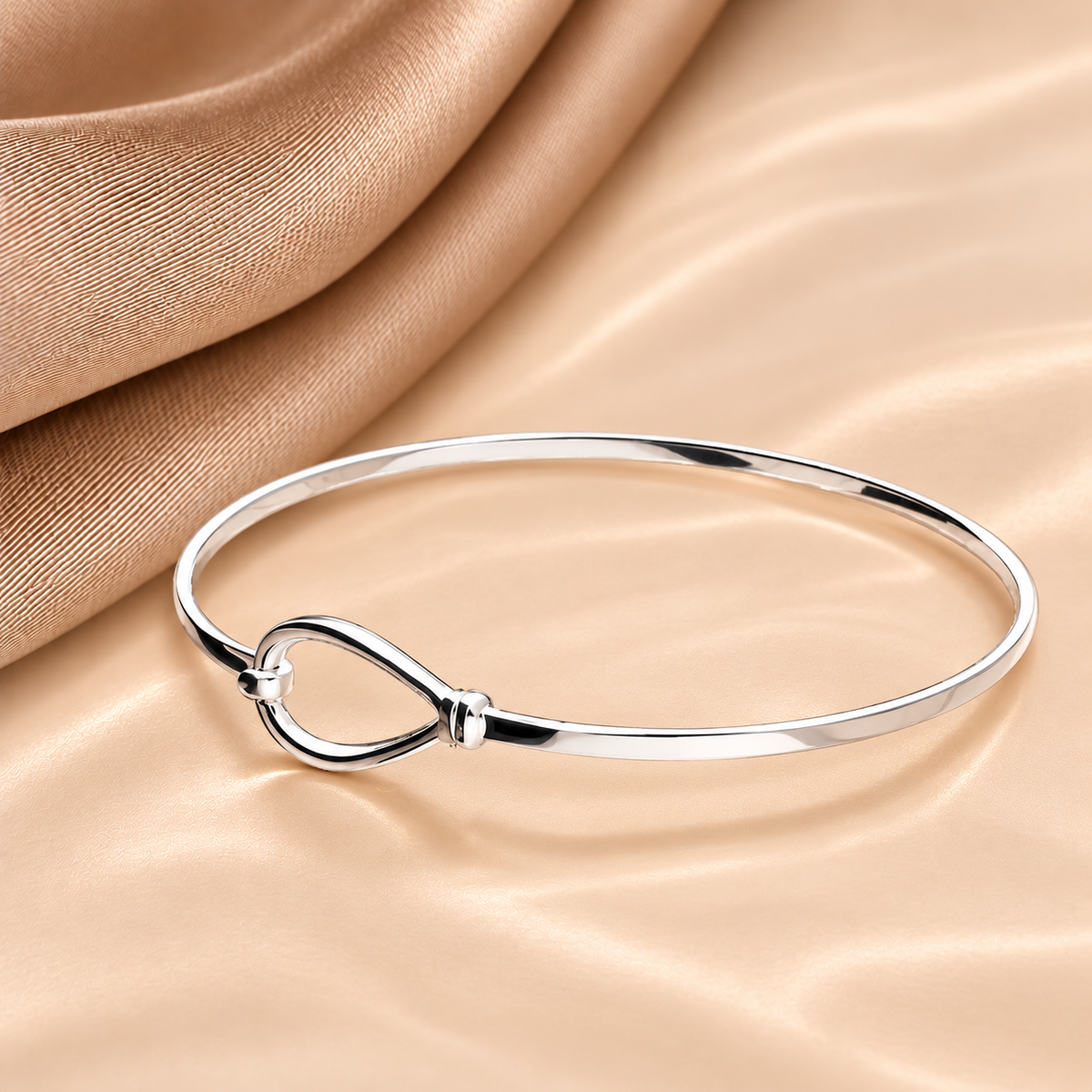 Sterling Silver Teardrop Hook Bangle