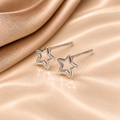 Sterling Silver Open Star Stud Earrings