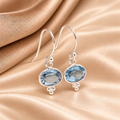Sterling Silver Pale Blue Topaz Drop Earrings