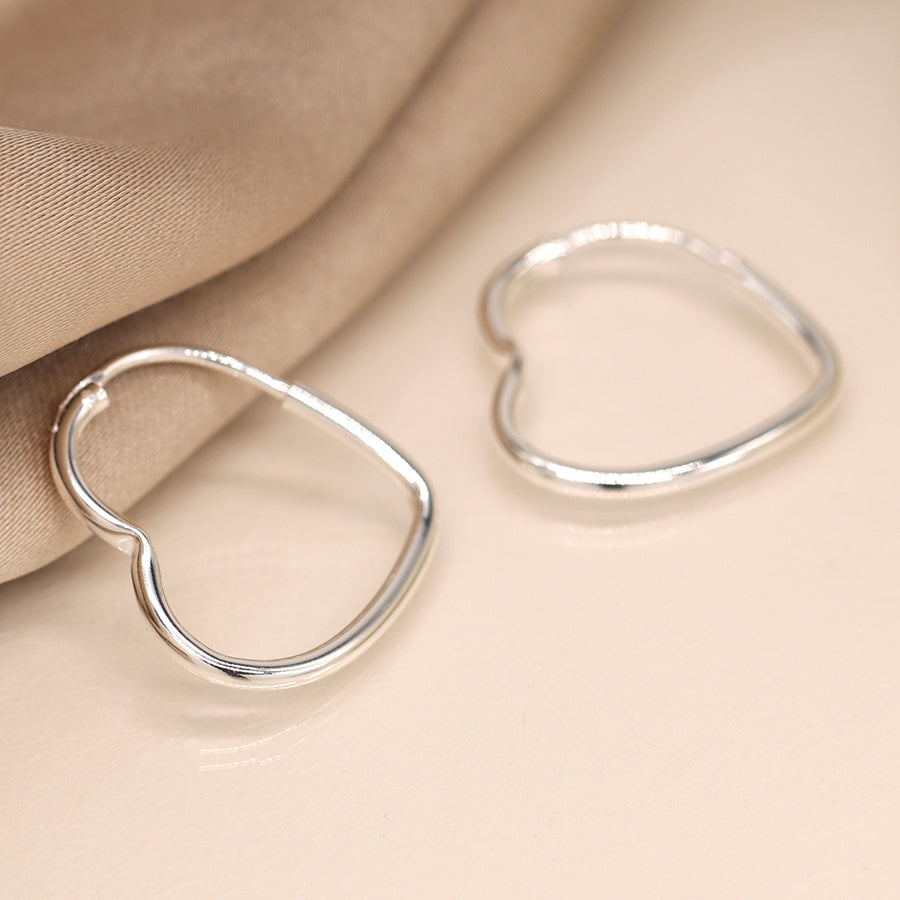 Sterling Silver Heart Hoop Earrings